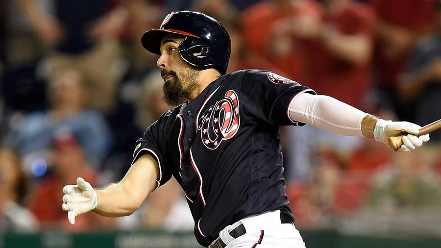 Close-up Of Anthony Rendon Running With Bat Wallpaper