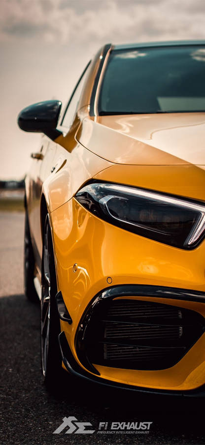 Close-up Of Yellow Amg’s Headlight Wallpaper