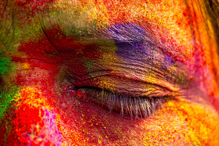 Closed Eye Happy Holi Hd Wallpaper