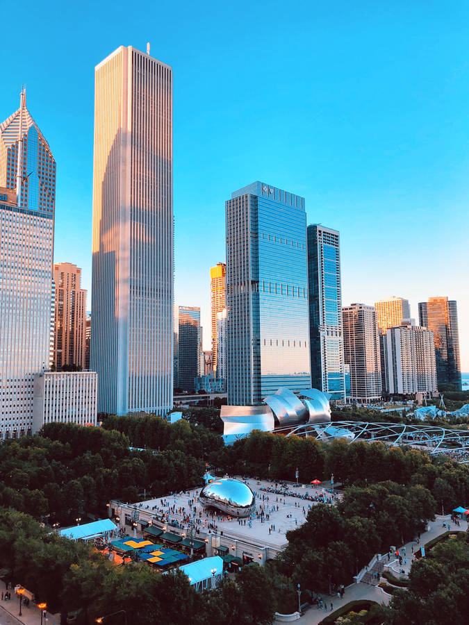 Cloud Gate Millennium Park Chicago Skyline Wallpaper