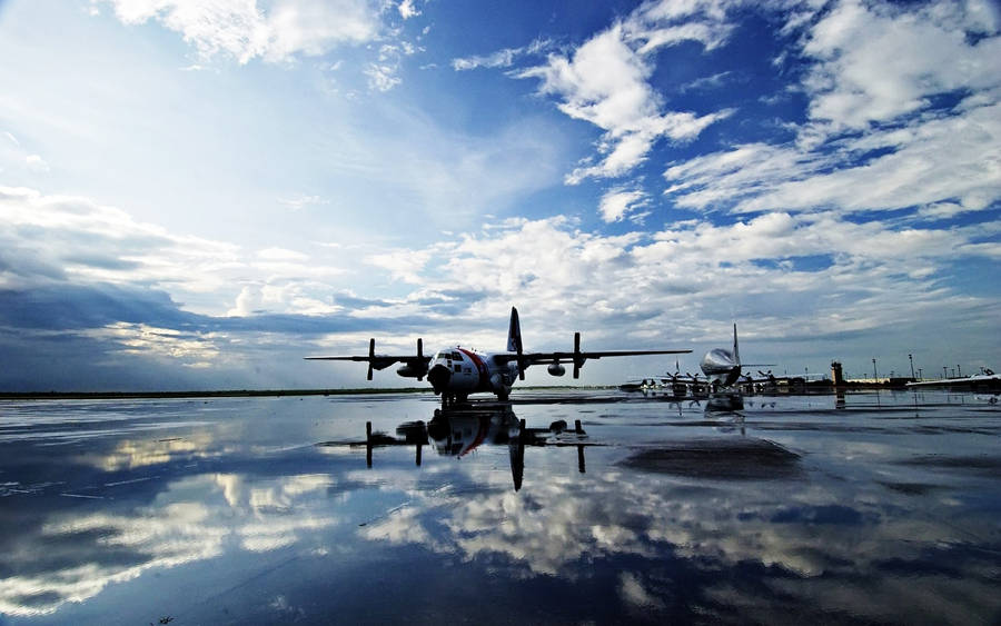 Cloudy Runway Airport Wallpaper