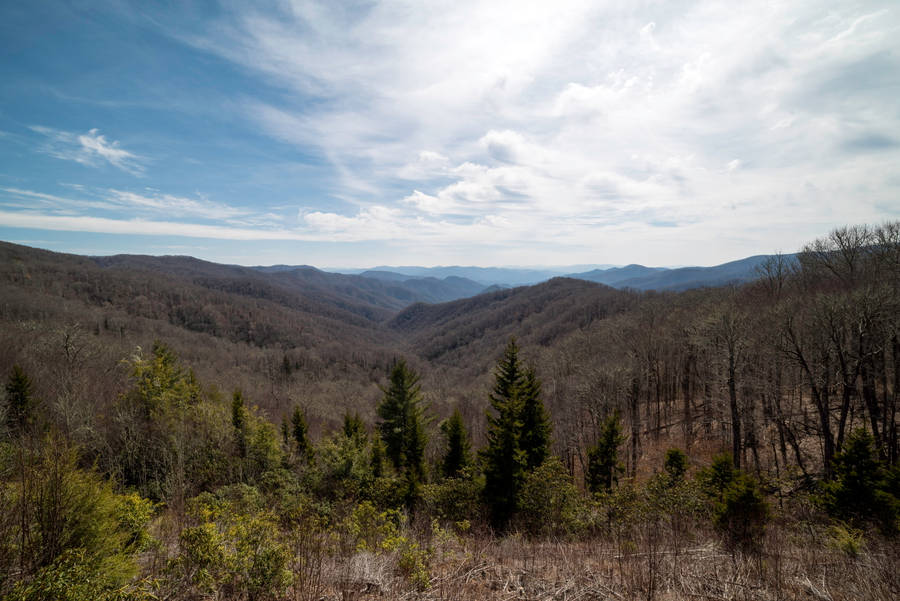 Cloudy Sky Above Smoky Mountains Wallpaper