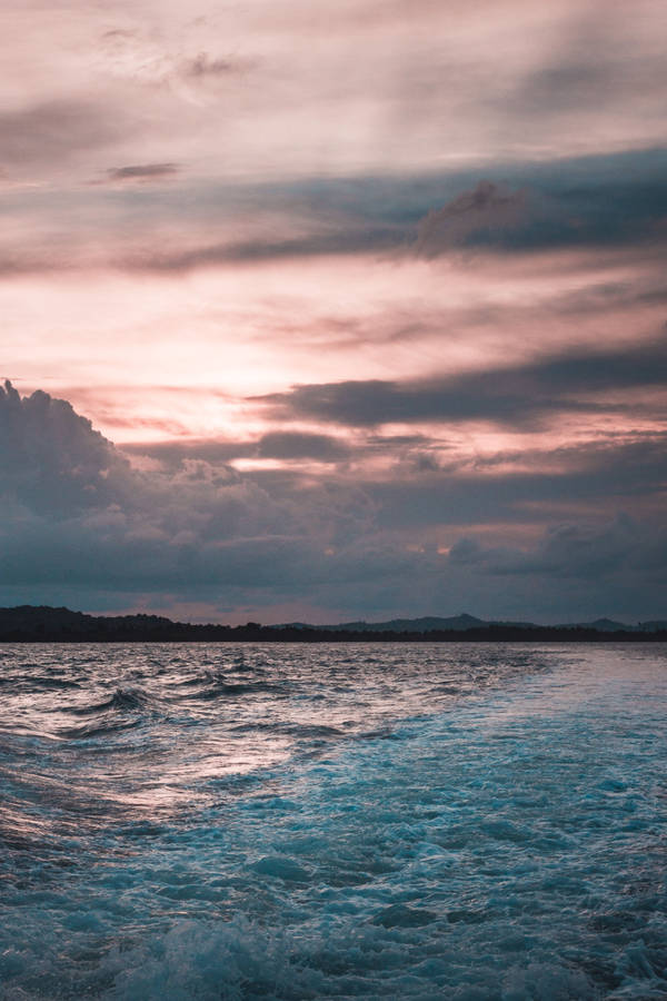 Cloudy Sky Beach Wave Iphone Wallpaper