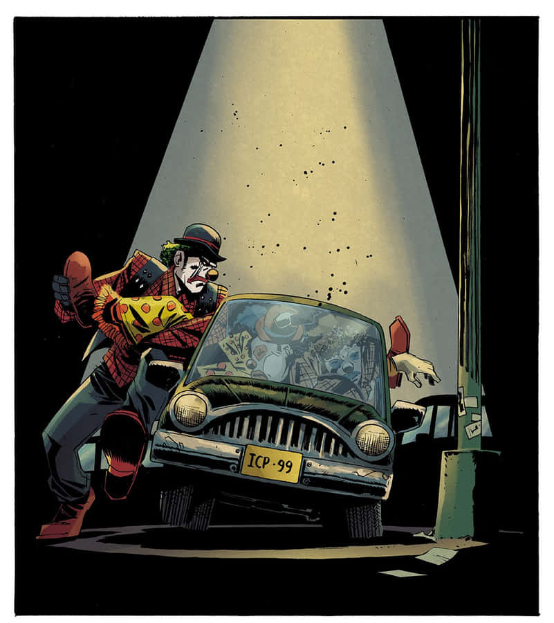 Clown Car Comic Scene Wallpaper