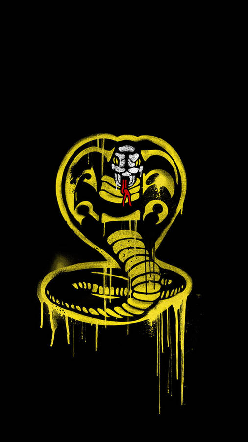 Cobra In Cobra Kai Graffiti Art Black And Yellow Wallpaper