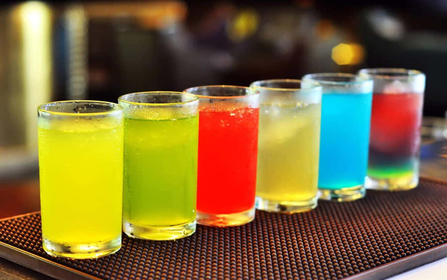 Cocktail Drinks Glass Different Colors Wallpaper