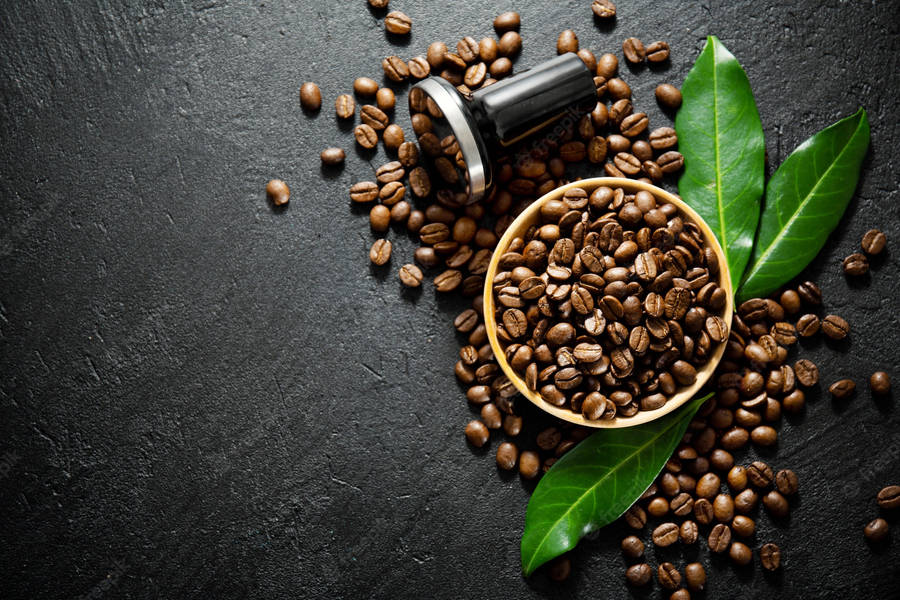 Coffee Beans With Leaves Wallpaper