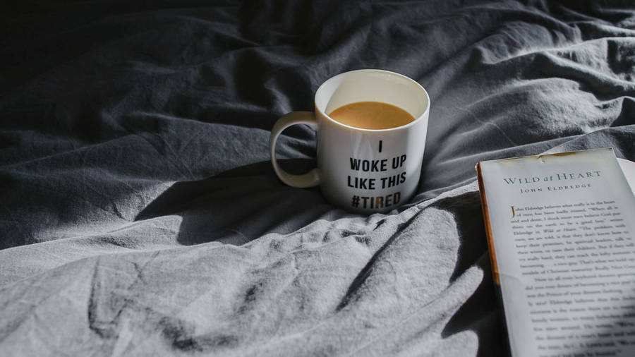 Coffee Cup On The Bed Wallpaper