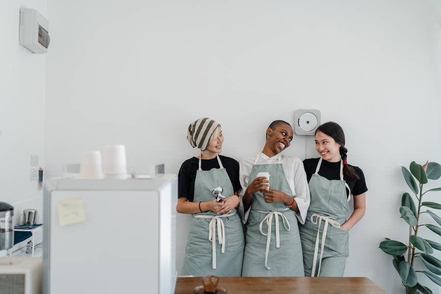 Coffee Shop Employees During Break Wallpaper