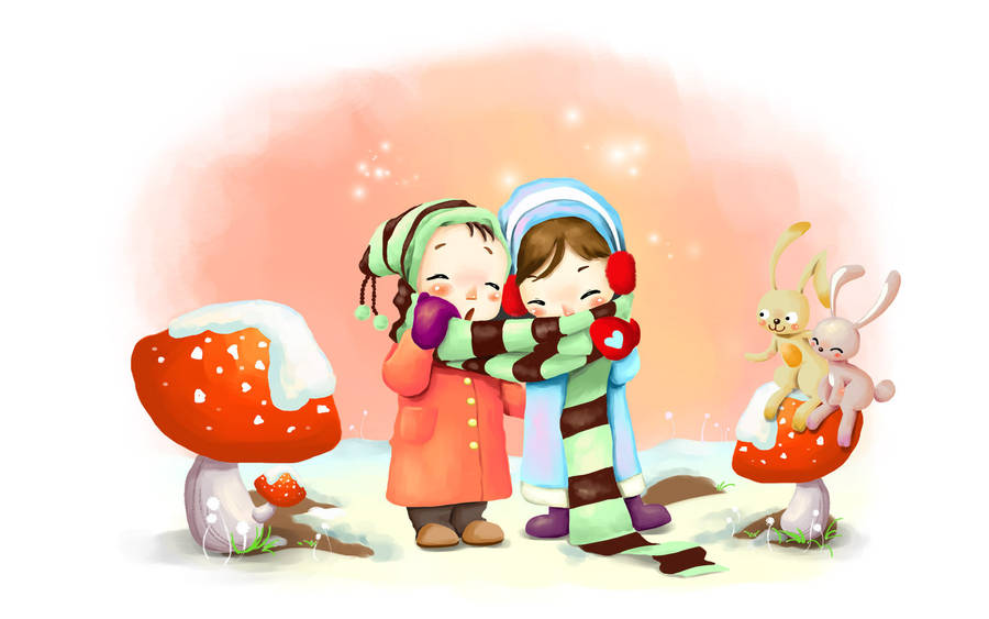 Cold Children Near Mushrooms Wallpaper