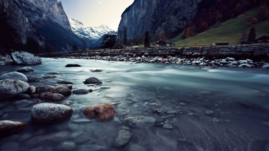 Cold Mountain River Hd Landscape Desktop Wallpaper