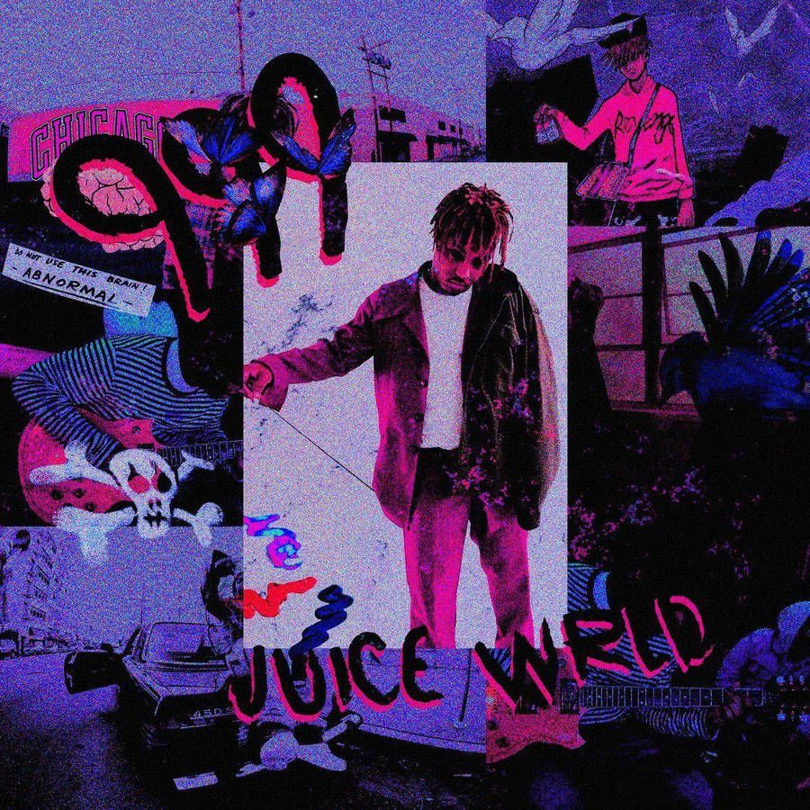 Collage Featuring Juice Wrld Cartoon Wallpaper