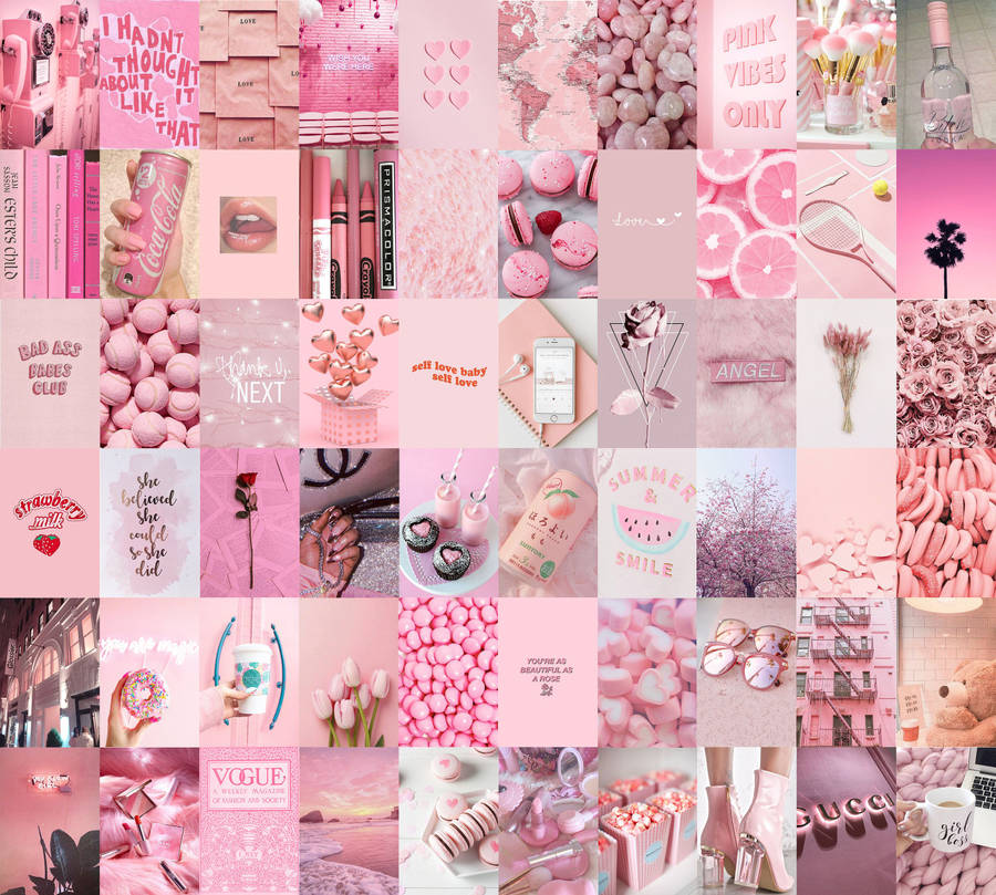 Collage Pink Pastel Aesthetic Tumblr Laptop Wallpaper