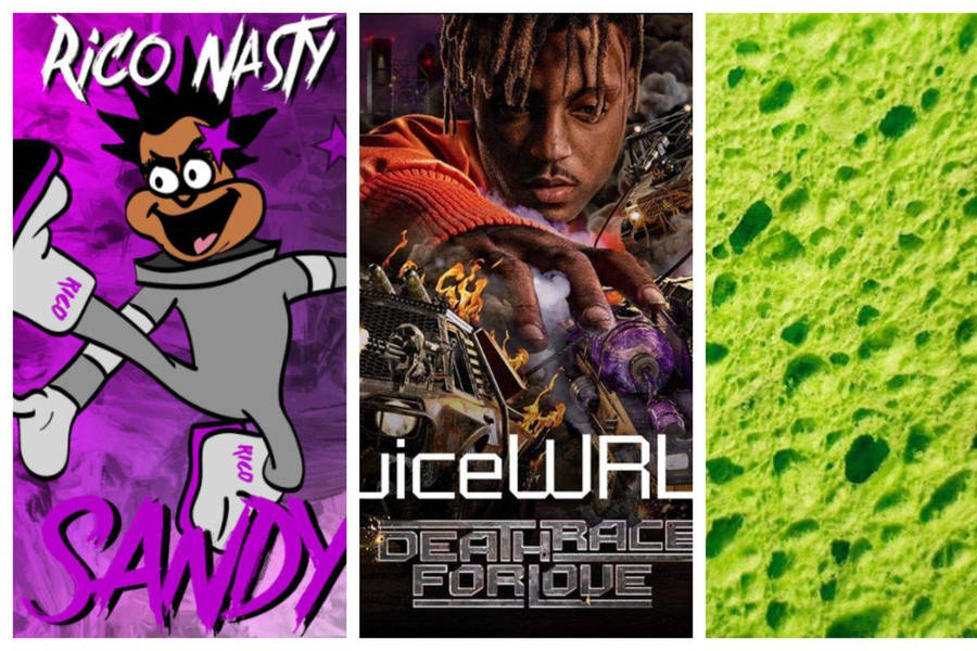 Collage Poster Of Juice Wrld Cartoon Wallpaper