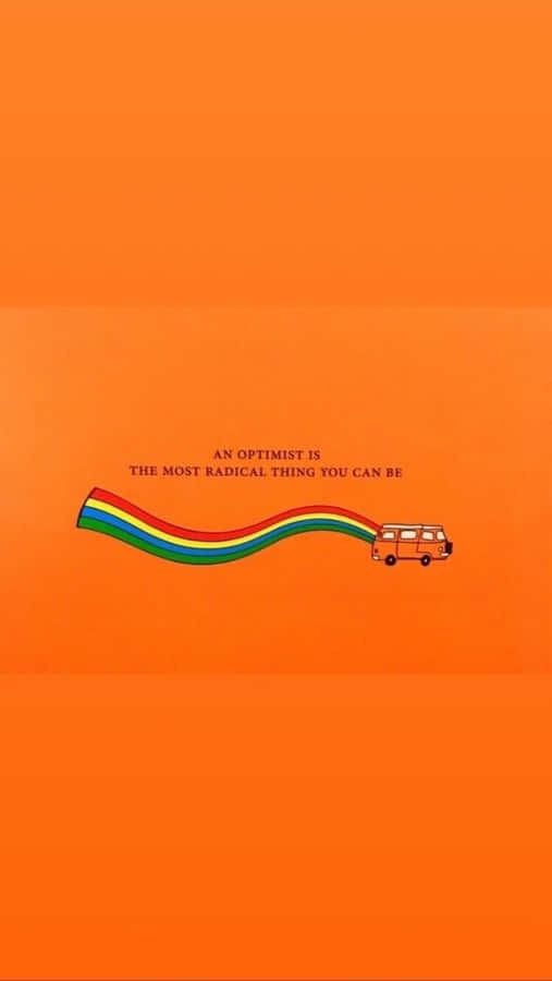 Colorful Aesthetic Van Rainbow Orange Background Wallpaper