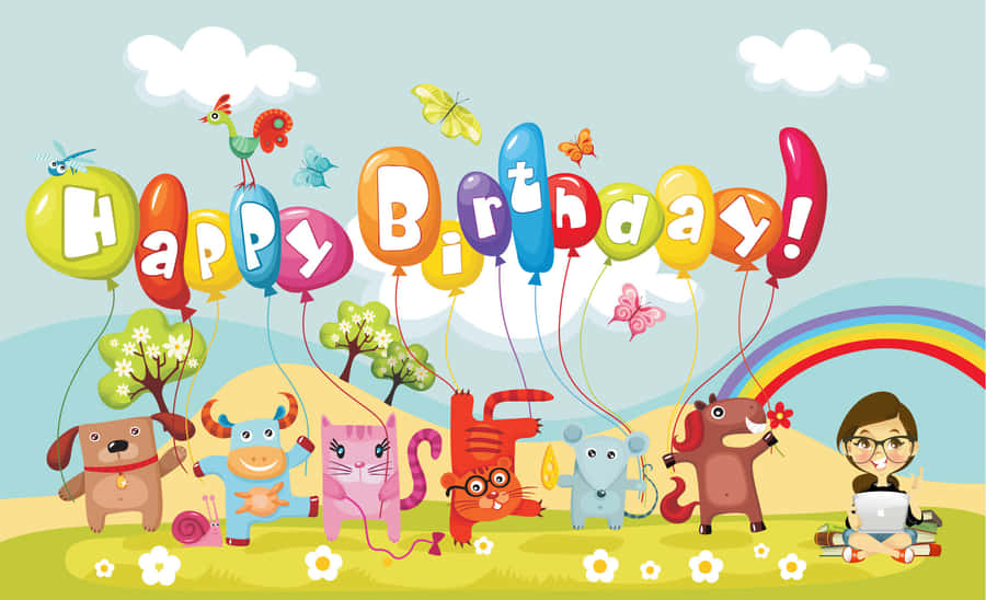 Colorful_ Animated_ Birthday_ Celebration Wallpaper