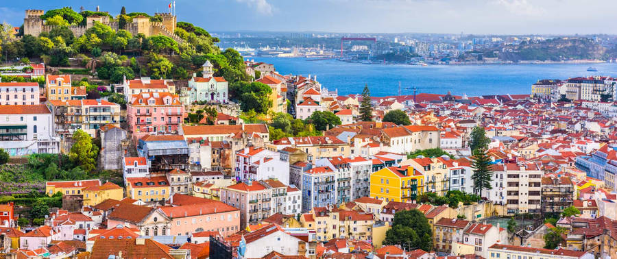 Colorful Buildings Lisbon Wallpaper