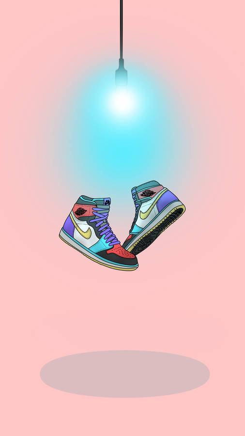 Colorful Cartoon Nike Shoes Light Wallpaper