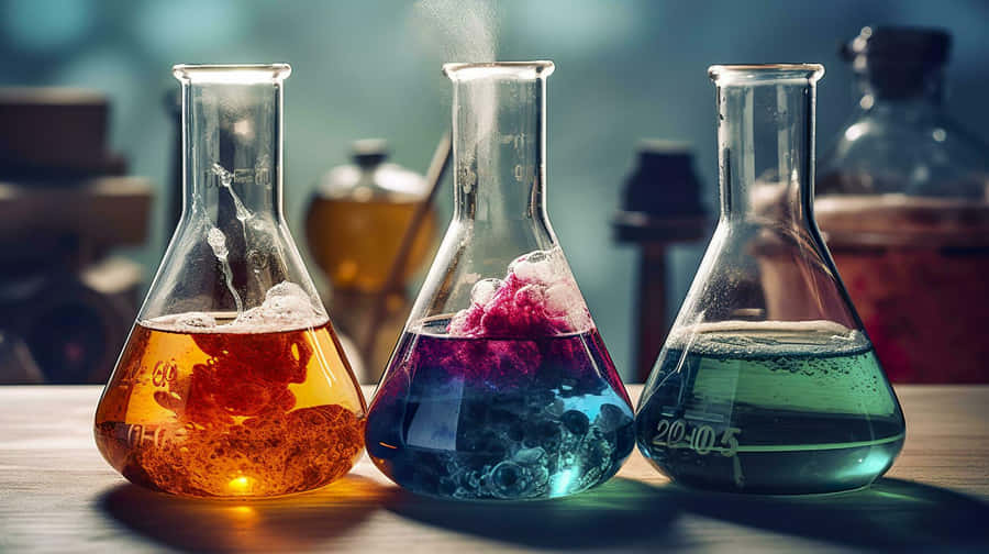 Colorful Chemical Reactionsin Flasks Wallpaper