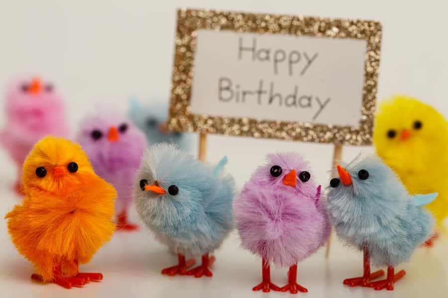 Colorful_ Chicks_ Celebrating_ Birthday Wallpaper