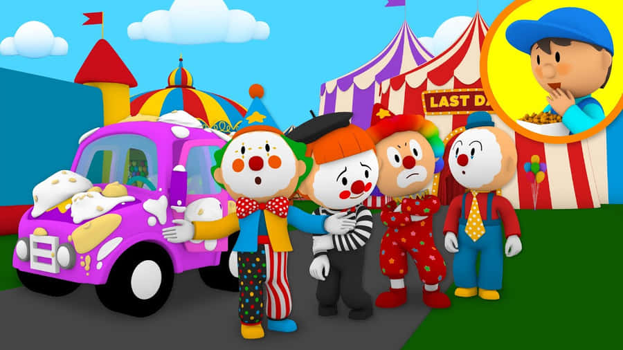 Colorful_ Clown_ Car_ At_ Circus Wallpaper