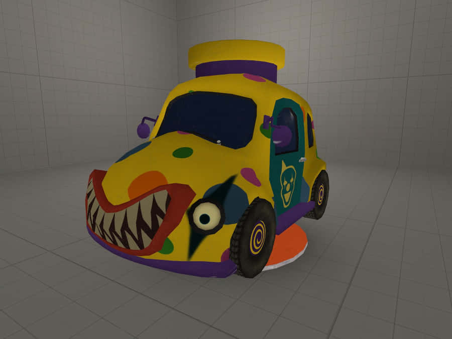 Colorful Clown Car3 D Model Wallpaper