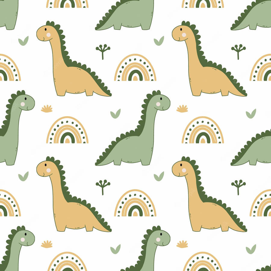 Colorful Cute Dinosaur Pattern Wallpaper