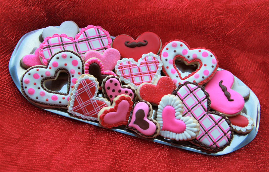 Colorful Heart Cookies Wallpaper