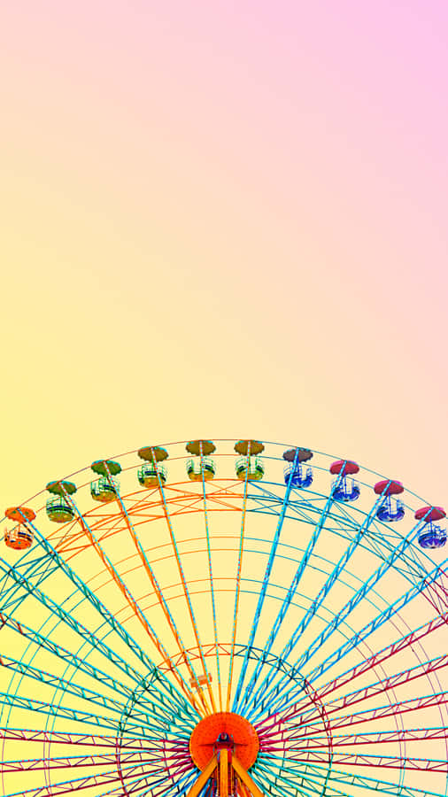 Colorful Iphone Pastel-colored Ferris Wheel Wallpaper