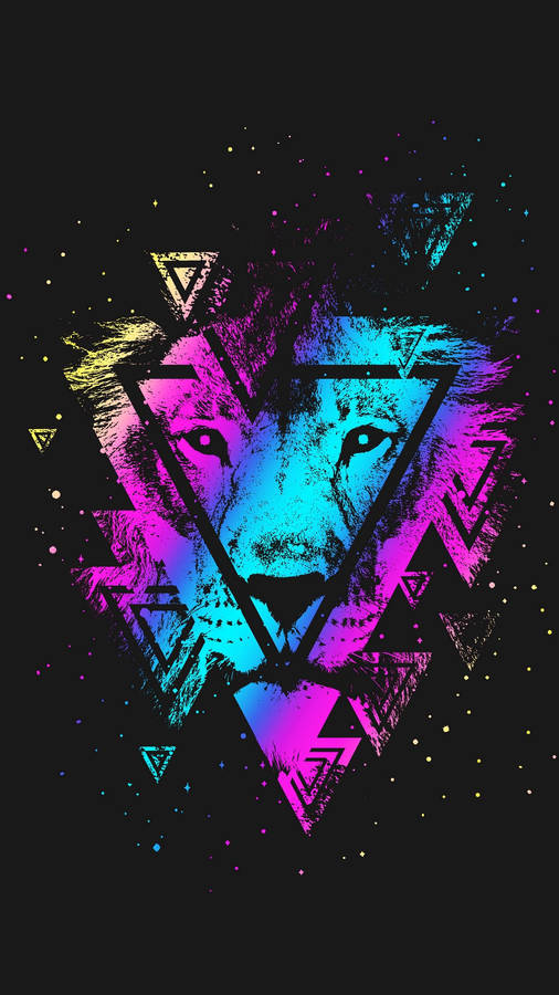 Colorful Lion Galaxy Vector Art Wallpaper