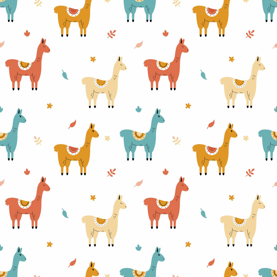 Colorful Llamas Vector Wallpaper