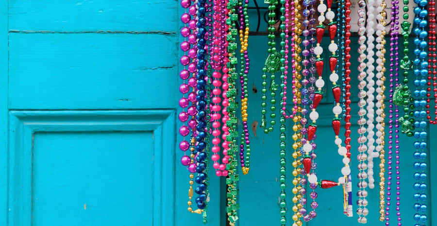 Colorful Mardi Gras Necklace Beads Wallpaper