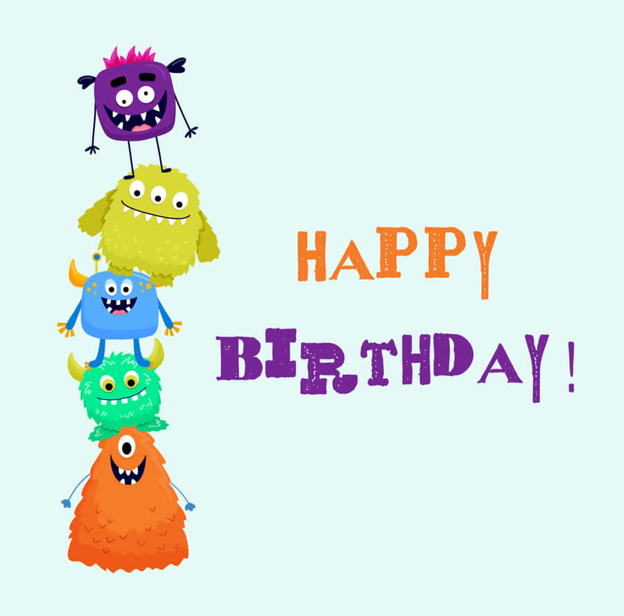 Colorful Monster Birthday Greeting Wallpaper