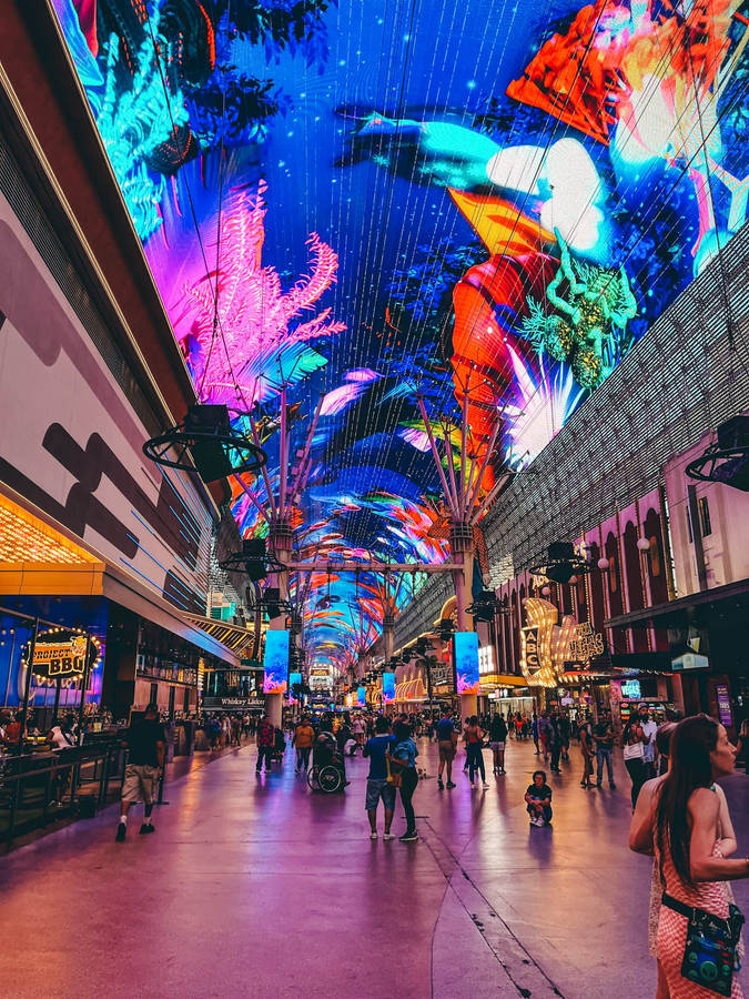 Colorful Neon Lights Fremont Street Wallpaper