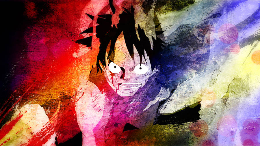 Colorful One Piece Luffy Pfp With Enraged Expression Wallpaper