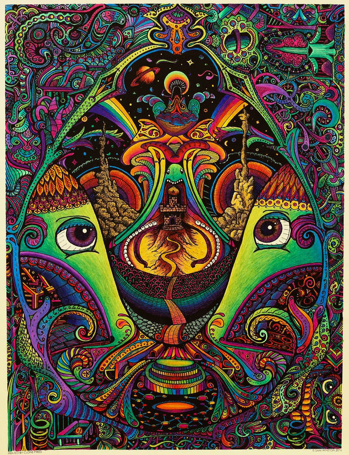 Colorful Psychedelic Mushroom Wallpaper
