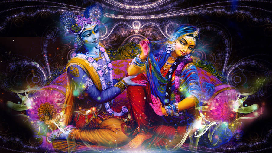 Colorful Radha And Krishna 4k Wallpaper