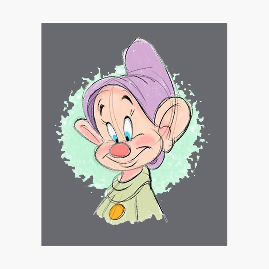 Colorful Sketch Dopey Dwarf Wallpaper