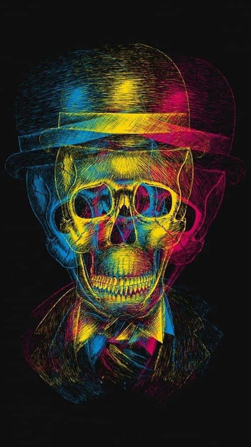 Colorful_ Skull_in_ Top_ Hat Wallpaper