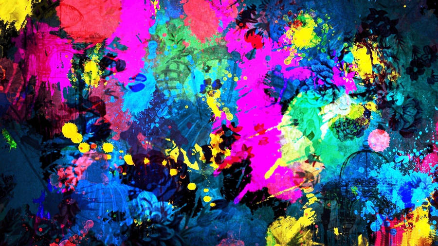 Colorful Splashes Abstract Art Wallpaper