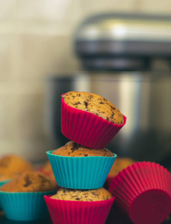Colorful Stacked Muffins Wallpaper