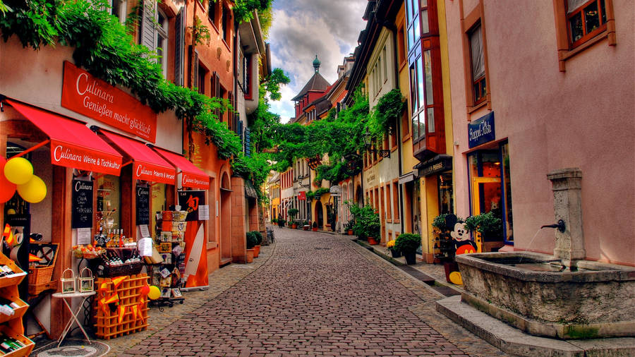 Colorful Street Switzerland Wallpaper