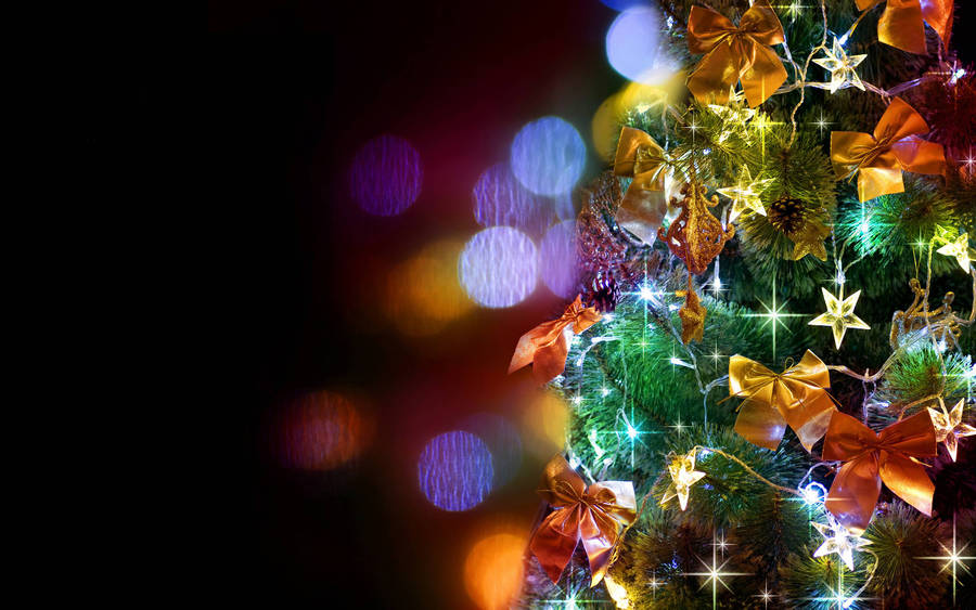 Colorful Tree Christmas Lights Bokeh Wallpaper