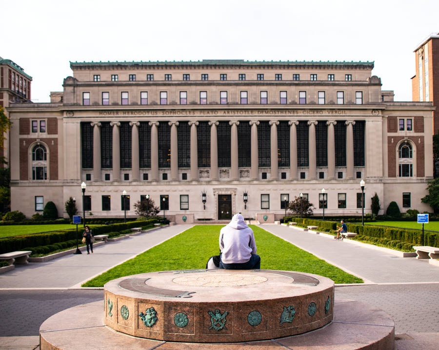 Columbia University Student In White Hoodie Wallpaper