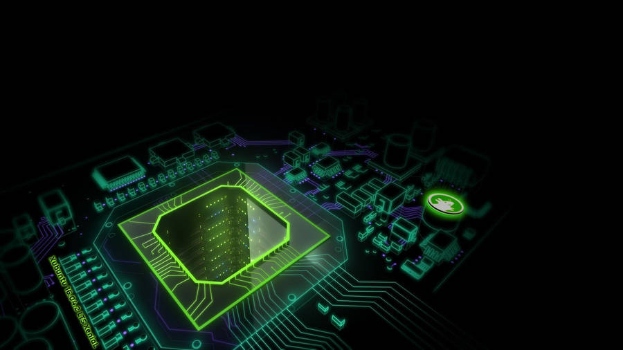 Contemporary Green Circuit Board Wallpaper