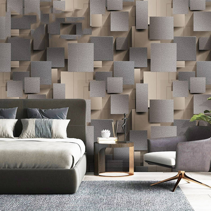 Contemporary Modern 3d Print Cube Wall Wallpaper