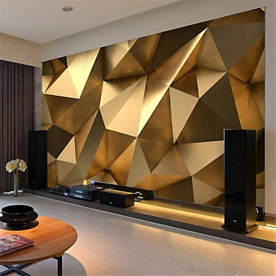 Contemporary Modern Gold Polygon Abstract Wall Wallpaper