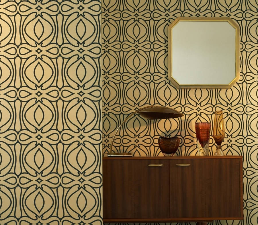 Contemporary Modern Gold Trellis Peel Wallpaper