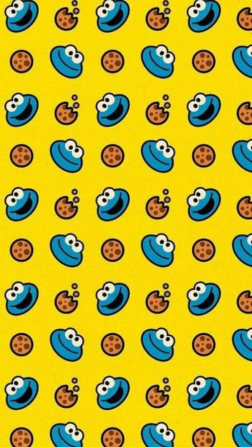 Cookie Monster And Cookie Pattern Wallpaper