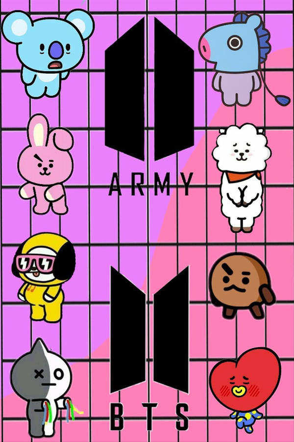 Cooky Bt21 Pink Bts Logo Wallpaper